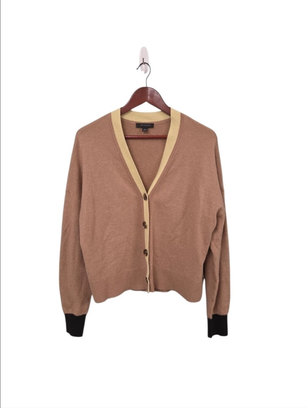 Ann Taylor Wool Blend Sweater Cardigan Womens Size Large Fall Cozy Neutral - Picture 2 of 13